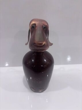 Vintage Japan booze hound dog decanter w dog head cork stopper brown ceramic